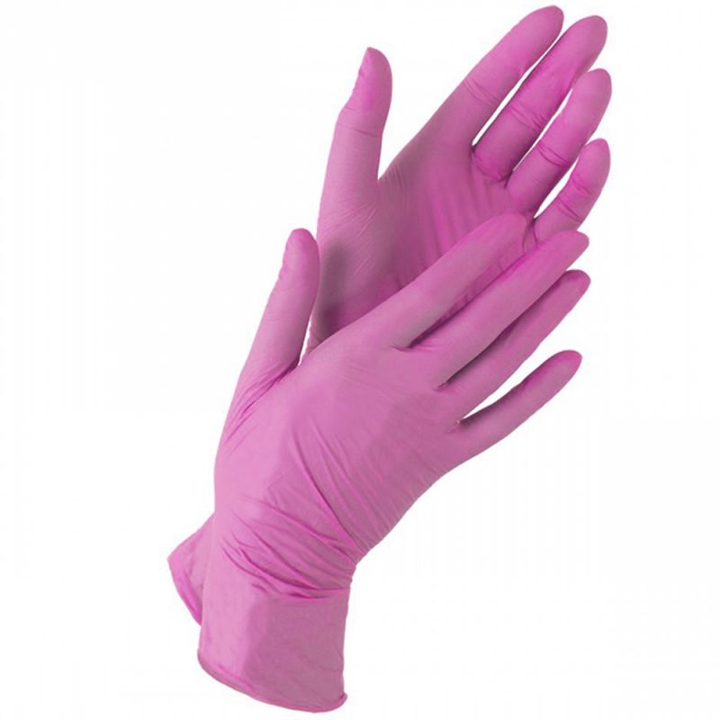 Перчатки нитриловые неопудренные SFM Pink M 100 штук