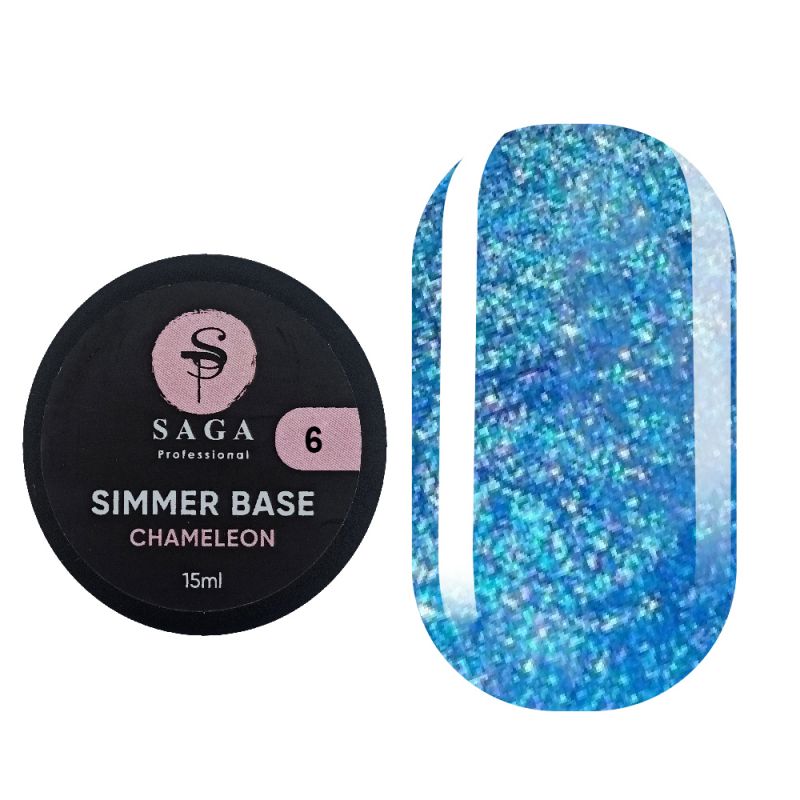 Камуфлирующая база Saga Shimmer Base Chameleon №6 (голубой с шиммером) 15 мл
