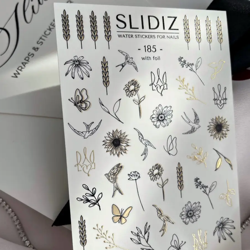 Слайдер-дизайн Slidiz 185 Цветы, птицы (золото)