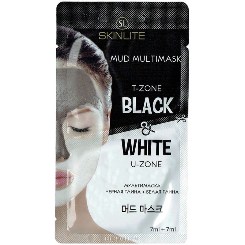 Мультимаска для лица Skinlite Mud Multimask Black & White (с черной и белой глиной) 2х7 мл