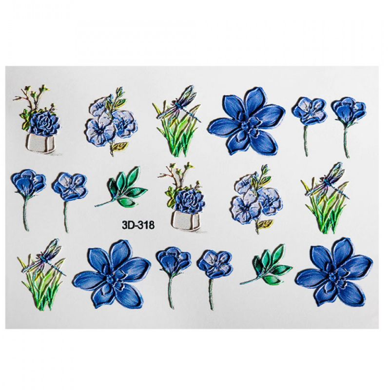 Слайдер-дизайн об'ємний 3D318 Квіти сині