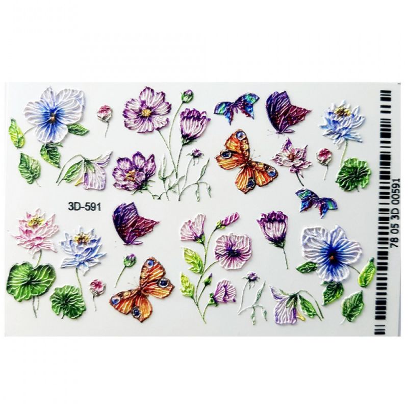 Слайдер-дизайн объемный 3D591 Бабочки-цветы