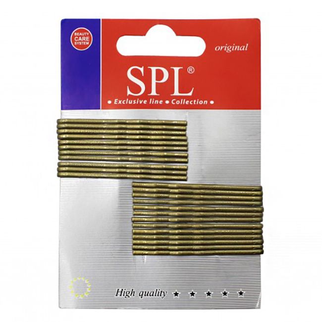 Невидимки SPL Hair Clips 5 см (волнистые с одним шариком, золотой) 24 штуки