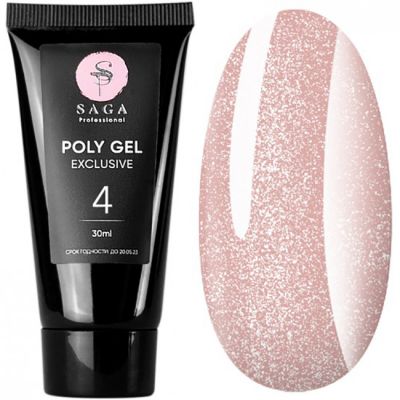 Полігель Saga Poly Gel Exclusive №4 (блідо-рожевий з шиммером) 30 мл