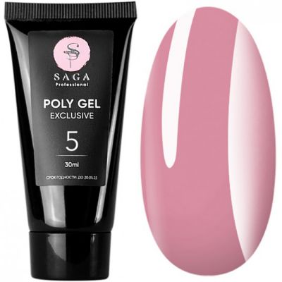 Полігель Saga Poly Gel Exclusive №5 (напівпрозорий рожевий) 30 мл