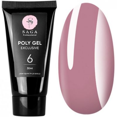 Полігель Saga Poly Gel Exclusive №6 (натуральний рожевий) 30 мл
