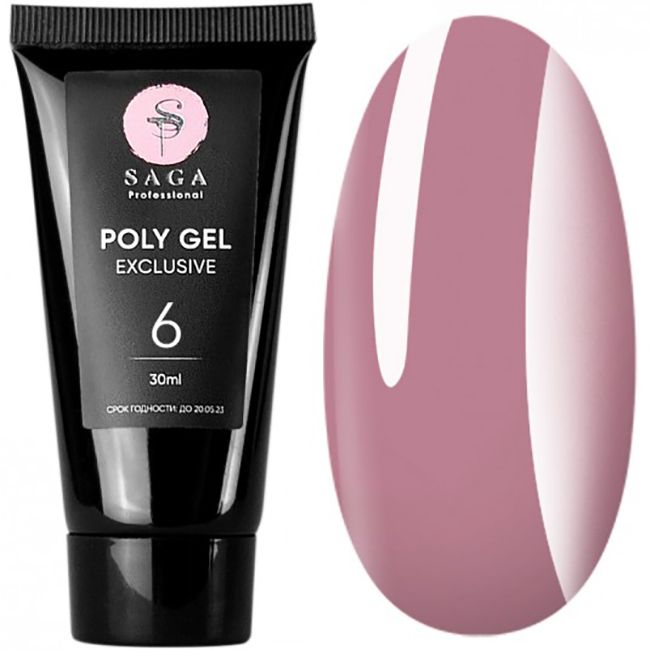 Полигель Saga Poly Gel Exclusive №6 (натуральный розовый) 30 мл