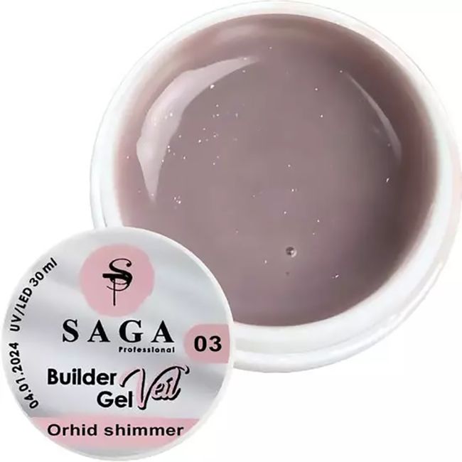 Гель для наращивания Saga Builder Gel Veil №3 (бледно-розовый с шиммером) 30 мл