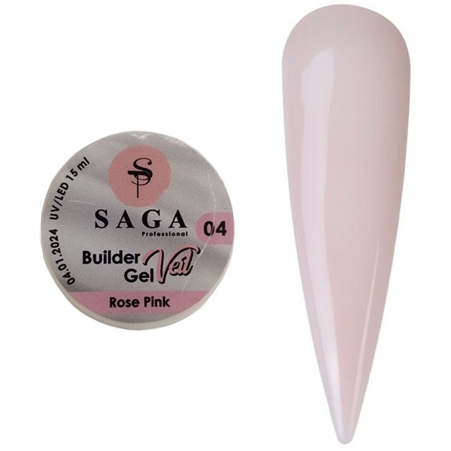 Гель для наращивания Saga Builder Gel Veil №4 (сливочно-розовый) 15 мл