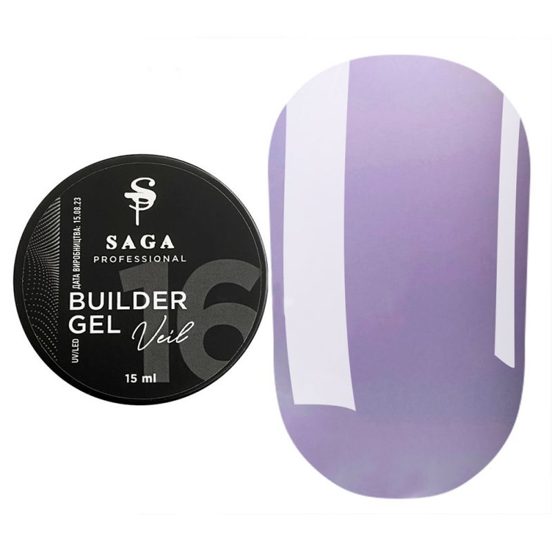 Гель для нарощування Saga Builder Gel Veil №16 (бузковий) 15 мл
