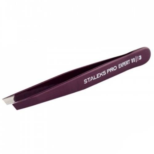Пинцет для бровей скошенный Staleks Pro TE-11/3 Expert 11 Type 3 (фиолетовый)
