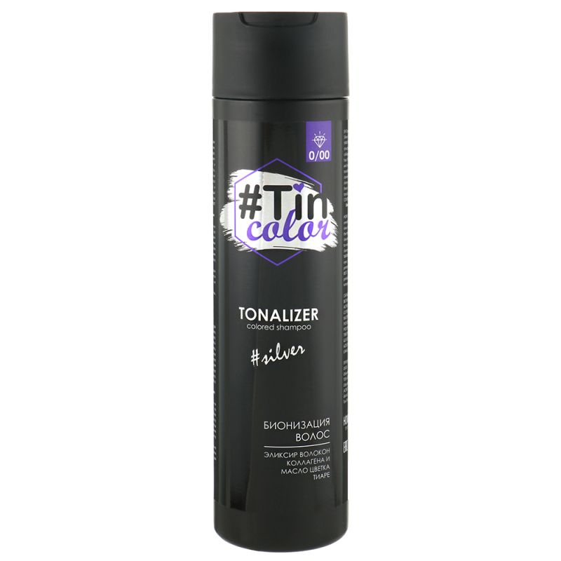 Тоналайзер для волосся Tin Color Colored Shampoo 0/00 (срібне сяйво) 250 мл