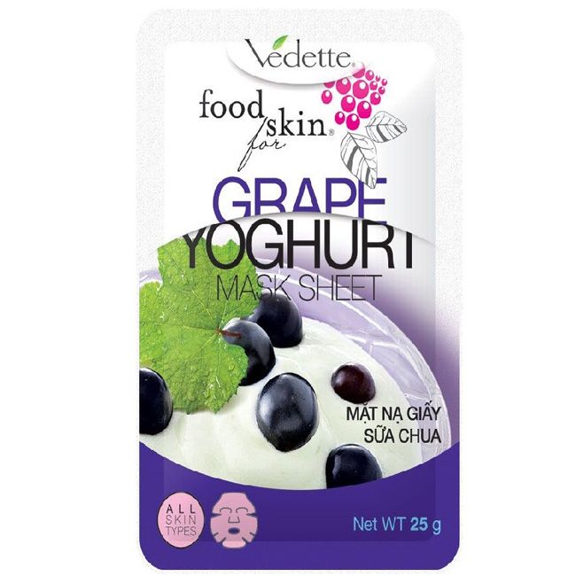 Тканевая маска для лица Vedette Grape йогурт с экстрактом винограда 25 г