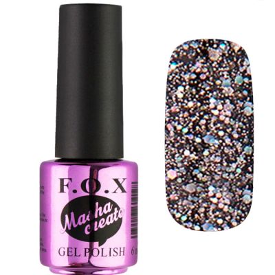 Гель-лак F.O.X Gel Polish Masha Create №911 (черный с голографическими блестками) 6 мл