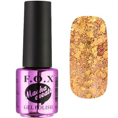 Гель-лак F.O.X Gel Polish Masha Create №914 (золотой с крупными блестками) 6 мл