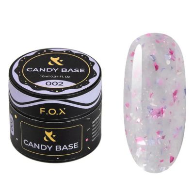 Камуфлююча база F.O.X Base Candy №002 (молочний з блискітками та рожево-фіолетовою поталлю) 10 мл