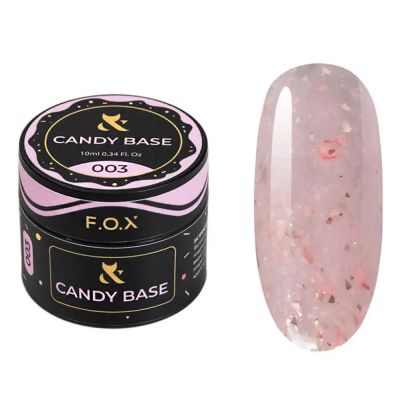 Камуфлирующая база F.O.X Base Candy №003 (розовый с блестками и розово-золотой поталью) 10 мл